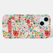 赤とピンクのダイジー柄モノグラム Case-Mate iPhoneケース (裏面 (横))
