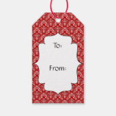 赤とピンクのダマスクパターンヴィンテージギフトラベル ギフトタグ (正面)