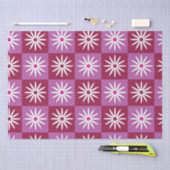 赤とピンクのチェッカーボードの白いデイジー 薄葉紙 (クラフト)