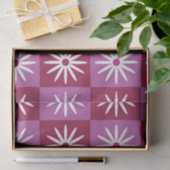 赤とピンクのチェッカーボードの白いデイジー 薄葉紙 (ギフト)