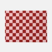 赤とピンクのチェッカーボード ドアマット (正面)