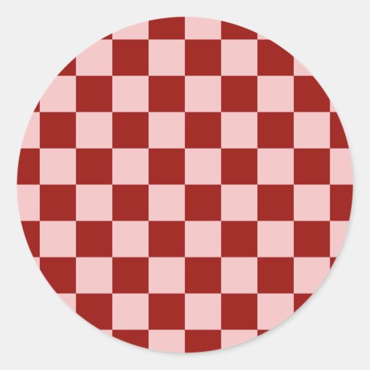 赤とピンクのチェッカーボード ラウンドシール (正面)