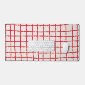 赤とピンクのチェックパター鮮やかンとスタイリッシュ デスクマット (キーボード&マウス)