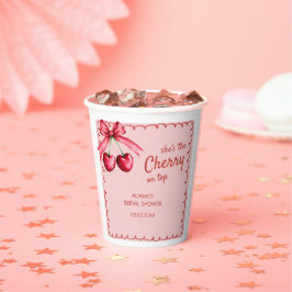 赤とピンクのチェリーオントップ チェリー ブライダルシャワー 紙コップ