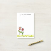 赤とピンクのチューリパーソナライズされたップ4 x 6 ポストイット (デスク上)