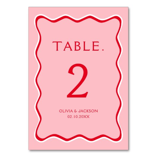 赤とピンクのテーファンキーブル結婚・カード テーブルナンバー (裏面)