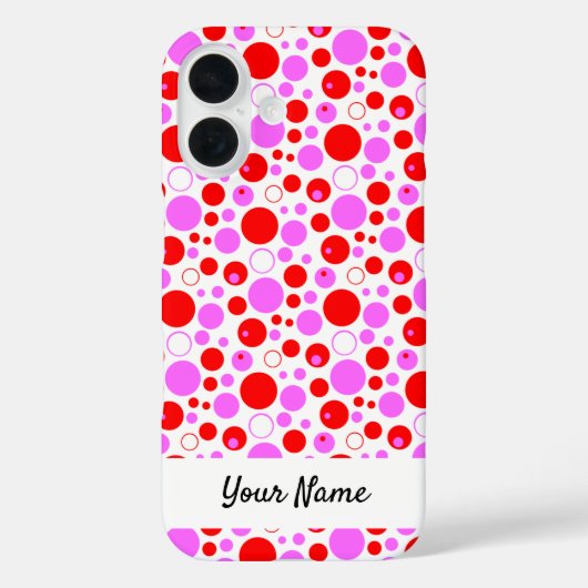 赤とピンクのドットと円 編集可能 Case-Mate iPhoneケース (裏面)