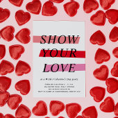 赤とピンクのハイライトValentine's Dayパーティー 招待状