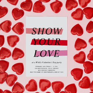 赤とピンクのハイライトValentine's Dayパーティー 招待状