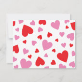 赤とピンクのハートかわいいガーリーバレンタインノートカード ノートカード (裏面)
