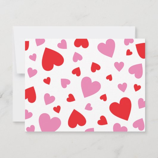 赤とピンクのハートかわいいガーリーバレンタインノートカード ノートカード (裏面)