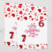 赤とピンクのハートが楽しいバレンタインデーのカード シーズンカード (正面/裏面)