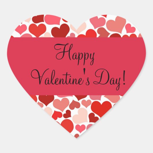 赤とピンクのハートのハートバレンタインデステッカー ハートシール (正面)