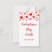 赤とピンクのハートのバレンタインデーカード ノートカード (正面)