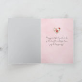 赤とピンクのハートのフラワーの結婚式 カード (内部)