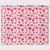 赤とピンクのハートギフトラッピング紙 ラッピングペーパー (フラット)