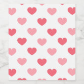 赤とピンクのハートシームレスなパターン、バレンタインデー ワインラベル (シングルラベル)