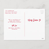 赤とピンクのハートスタンプ写真バレンタインデー シーズンポストカード (裏面)