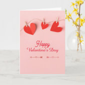 赤とピンクのハートハッピーバレンタインデー折り カード (黄色い花)