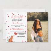 赤とピンクのハートバレンタインスイートハートベビーシャワー 招待状 (正面)