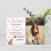 赤とピンクのハートバレンタインスイートハートベビーシャワー 招待状 (スタンド正面)