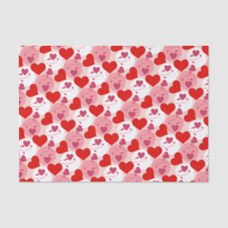 赤とピンクのハートバレンタインデパタンロマンス 薄葉紙
