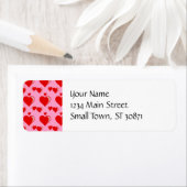 赤とピンクのハートバレンタインデーのパターン ラベル (インサイチュ)