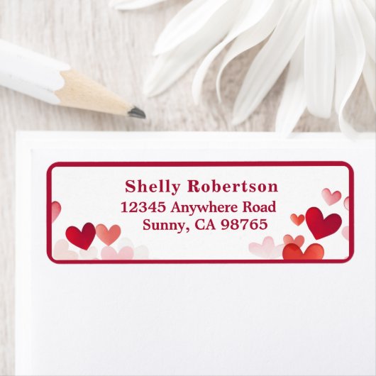 赤とピンクのハートバレンタインデー住所 シール (インサイチュ)
