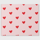赤とピンクのハートバレンタイン ラッピングペーパー (フラット)