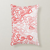 赤とピンクのハートパターン アクセントクッション (正面(垂直))