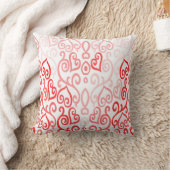 赤とピンクのハートパターン クッション (ブランケット)