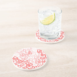 赤とピンクのハートパターン コースター