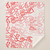 赤とピンクのハートパターン シェルパブランケット (正面)