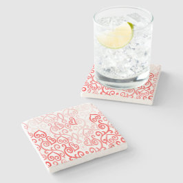 赤とピンクのハートパターン ストーンコースター