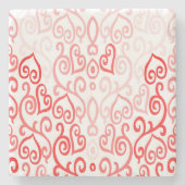 赤とピンクのハートパターン ストーンコースター (正面)