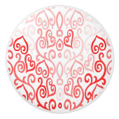 赤とピンクのハートパターン セラミックノブ (正面)