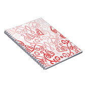 赤とピンクのハートパターン ノートブック (右側)