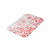 赤とピンクのハートパターン バスマット (アングル)