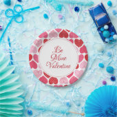 赤とピンクのハートパターン ペーパープレート (パーティー)