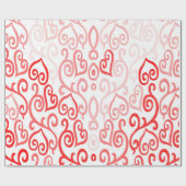 赤とピンクのハートパターン ラッピングペーパー (フラット)