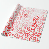 赤とピンクのハートパターン ラッピングペーパー (アンロールド)