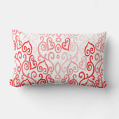赤とピンクのハートパターン ランバークッション (正面)