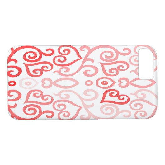 赤とピンクのハートパターン Case-Mate iPhoneケース (裏面(横))