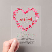 赤とピンクのハートリトルスウィートベビーシャワー アクリル招待状 (インサイチュ (ポータブル))