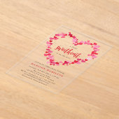 赤とピンクのハートリトルスウィートベビーシャワー アクリル招待状 (レイダウン)