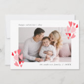 赤とピンクのハート写真バレンタインデー シーズンカード (正面)