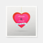 赤とピンクのハート結婚の紙ナプキン スタンダードカクテルナプキン (正面)