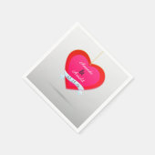 赤とピンクのハート結婚の紙ナプキン スタンダードカクテルナプキン (角)