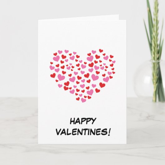 赤とピンクのハート | お名前を追加 カード (正面)