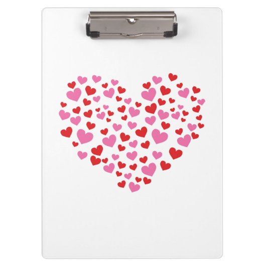 赤とピンクのハート クリップボード (正面)